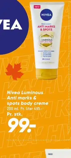 Bilka Nivea Luminous Anti marks & spots body creme tilbud