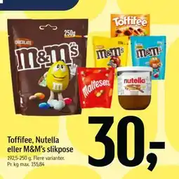 Føtex Toffifee, Nutella eller M&M’s slikpose tilbud