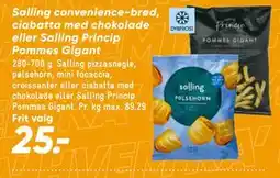 Bilka Salling convenience-brød, ciabatta med chokolade eller Salling Princip Pommes Gigant tilbud