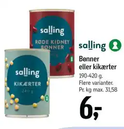 Føtex Bønner eller kikærter tilbud