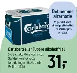 Føtex Carlsberg eller Tuborg alkoholfri øl tilbud