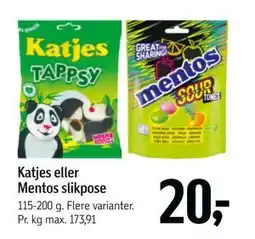 Føtex Katjes eller Mentos slikpose tilbud