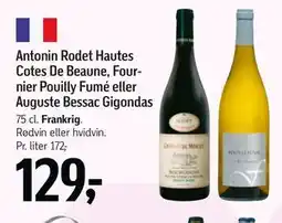 Føtex Antonin Rodet Hautes Cotes De Beaune, Fournier Pouilly Fumé eller Auguste Bessac Gigondas tilbud