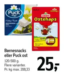 Føtex Børnesnacks eller Puck ost tilbud