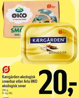 Føtex Kærgården økologisk smørbar eller Arla ØKO økologisk smør tilbud