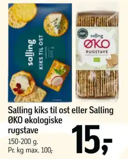Føtex Salling kiks til ost eller Salling ØKO økologiske rugstave tilbud