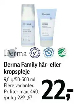 Føtex Derma Family hår- eller kropspleje tilbud