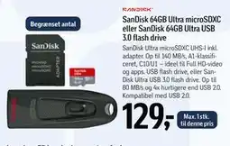 Føtex SanDisk 64GB Ultra microSDXC eller SanDisk 64GB Ultra USB 3.0 flash drive tilbud