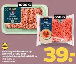Netto Velsmag hakket okse- og grisekød 8-12% eller dansk hakket grisekød 8-12% tilbud