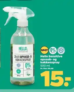 Netto Hello Sensitive opvask- og køkkenspray tilbud