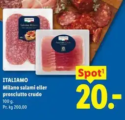 Lidl ITALIAMO Milano salami eller prosciutto crudo tilbud