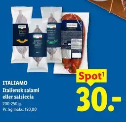 Lidl ITALIAMO Italiensk salami eller salsiccia tilbud
