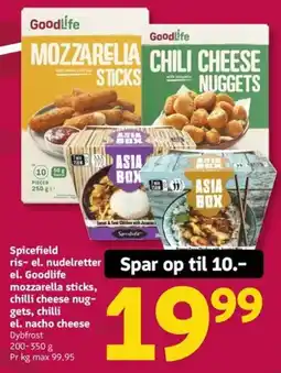 Løvbjerg Goodlife mozzarella sticks, chili cheese nuggets, chili el. nacho cheese tilbud