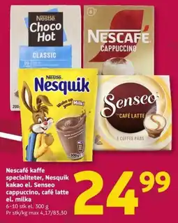 Løvbjerg Nescafé kaffe specialiteter Nesquik kakao el. Senseo cappuccino café latte el. milka tilbud