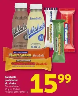 Løvbjerg Barebells proteinbar el. shake tilbud