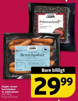 Løvbjerg Slagter Lampe brunchpølser el. pebersalami tilbud