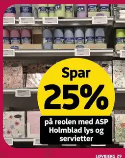 Løvbjerg ASP Holmblad lys og servietter tilbud