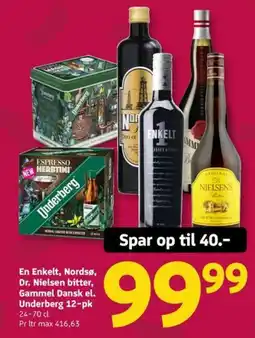 Løvbjerg En Enkelt, Nordsø, Dr. Nielsen bitter, Gammel Dansk el. Underberg 12-pk tilbud