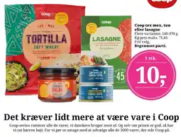 Dagli'Brugsen Coop tex mex, tun eller lasagne tilbud