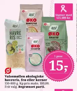 Dagli'Brugsen Valsemøllen økologiske havreris, frø eller kerner tilbud