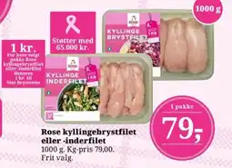 Dagli'Brugsen Rose kyllingebrystfilet eller -inderfilet tilbud