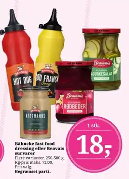 Dagli'Brugsen Bähncke fast food dressing eller Beavais survarer tilbud