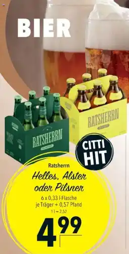 Citti Ratsherrn Helles, Alster oder Pilsner tilbud