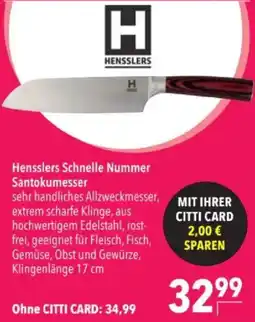 Citti Hensslers Schnelle Nummer Santokumesser tilbud
