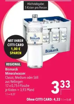 Citti Bismarck Mineralwasser tilbud