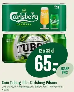 Min Købmand Grøn Tuborg eller Carlsberg Pilsner tilbud