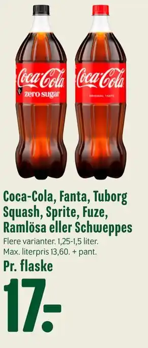 Coca-Cola, Fanta, Tuborg Squash, Sprite, Fuze, Ramlösa eller Schweppes