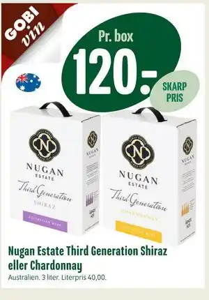 Min Købmand Nugan Estate Third Generation Shiraz eller Chardonnay tilbud