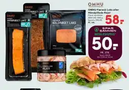 SPAR OMHU Færøsk Laks eller Håndpillede Rejer tilbud