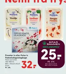 SPAR Premier Is eller Polar Is Fødselsdagsislagkage tilbud