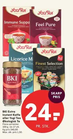 SPAR BKI Extra Instant Kaffe eller Yogi Tea Økologisk Te tilbud