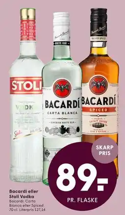 SPAR Bacardi eller Stoli Vodka tilbud