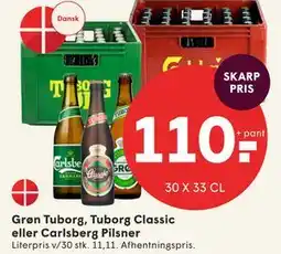 SPAR Grøn Tuborg, Tuborg Classic eller Carlsberg Pilsner tilbud