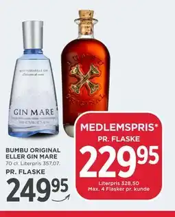 MENY BUMBU ORIGINAL ELLER GIN MARE tilbud