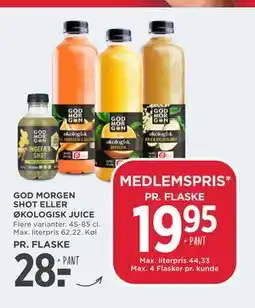 MENY GOD MORGEN SHOT ELLER ØKOLOGISK JUICE tilbud