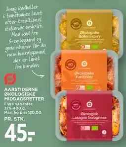 MENY AARSTIDERNE ØKOLOGISKE MIDDAGSRETTER tilbud