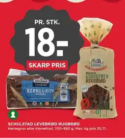 MENY SCHULSTAD LEVEBRØD RUGBRØD tilbud