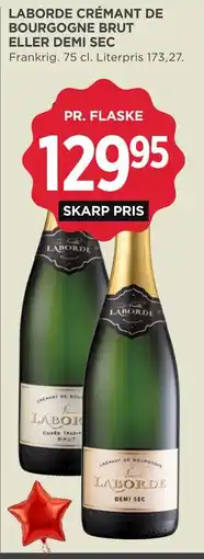 MENY LABORDE CRÉMANT DE BOURGOGNE BRUT ELLER DEMI SEC tilbud