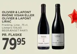 MENY OLIVIER & LAFONT RHÔNE VISAN ELLER OLIVIER & LAFONT LIRAC tilbud