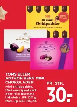 MENY TOMS ELLER ANTHON BERG MINI CHOKOLADER tilbud