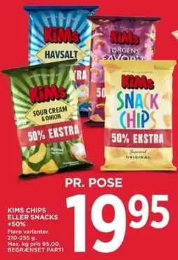 MENY KIMS CHIPS ELLER SNACKS +50% tilbud