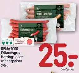 REMA 1000 REMA 1000 Frilandsgris Hotdog- eller wienerpølser tilbud