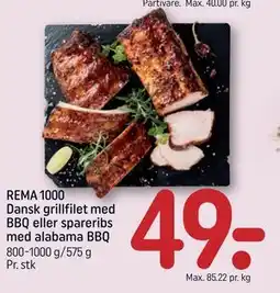REMA 1000 REMA 1000 Dansk grillfilet med BBQ eller spareribs med alabama BBQ tilbud