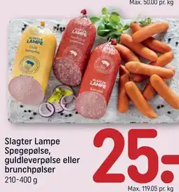 REMA 1000 Slagter Lampe Spegepølse, guldleverpølse eller brunchpølser tilbud