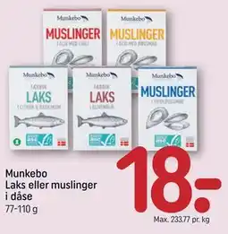 REMA 1000 Munkebo Laks eller muslinger i dåse tilbud