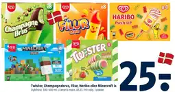 Coop 365 Twister, Champagnebrus, Filur, Haribo eller Minecraft (ispinde/mini) tilbud